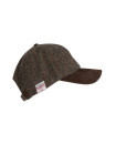 Made in UK Harris Tweed Baseball Cap with Suede Leather Peak One Size Charcoal